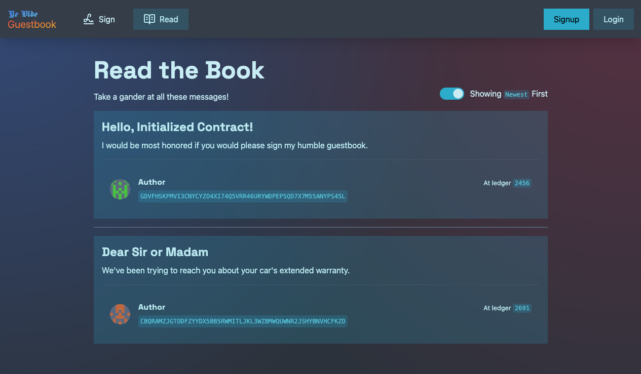 Ye Olde Guestbook Dapp