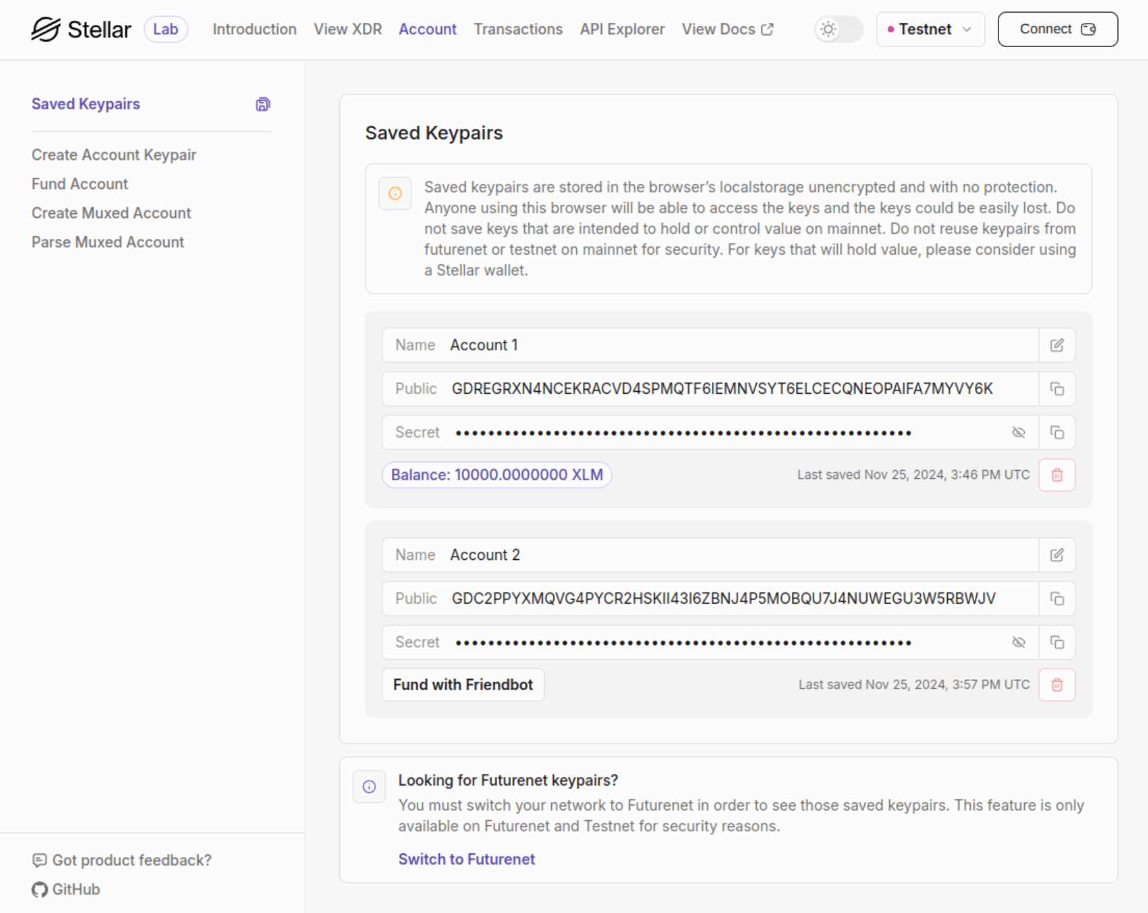 Lab: Saved Keypairs