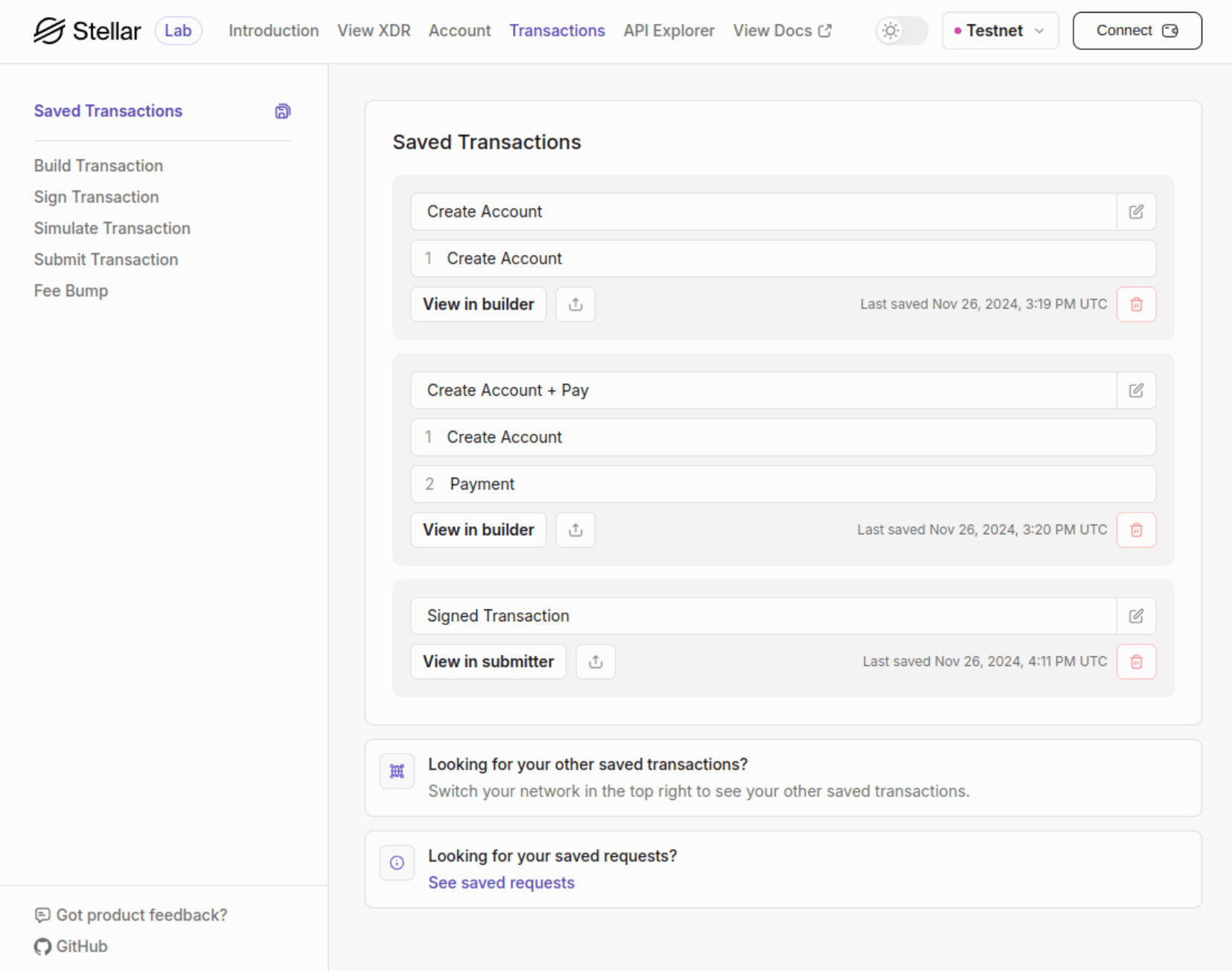 Lab: Saved Transactions