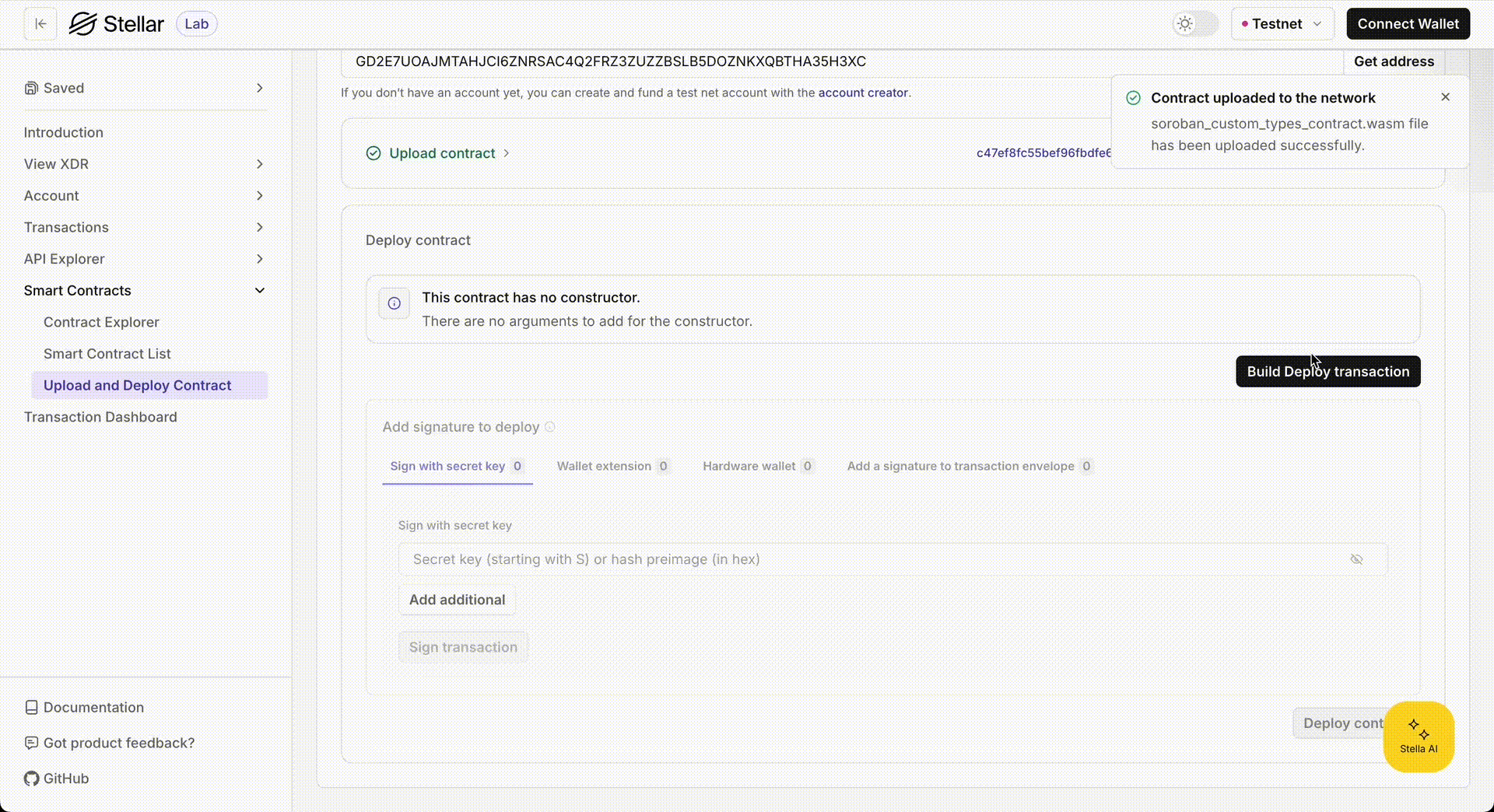 Lab: Subir y desplegar contrato - desplegando contrato